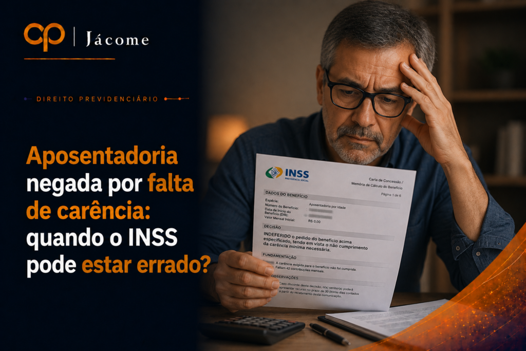 A aposentadoria pode ser negada por falta de carência mesmo quando o segurado trabalhou e contribuiu durante anos. Neste artigo, explicamos o que é carência no INSS, os erros mais comuns na análise do CNIS, quando o Instituto pode estar errado e quais documentos podem ajudar a garantir o reconhecimento do direito ao benefício. Aposentadoria negada por falta de carência